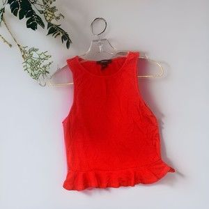 Womens Forever 21 Red Peplum Ruffle Cropped Tank Top - sz Small